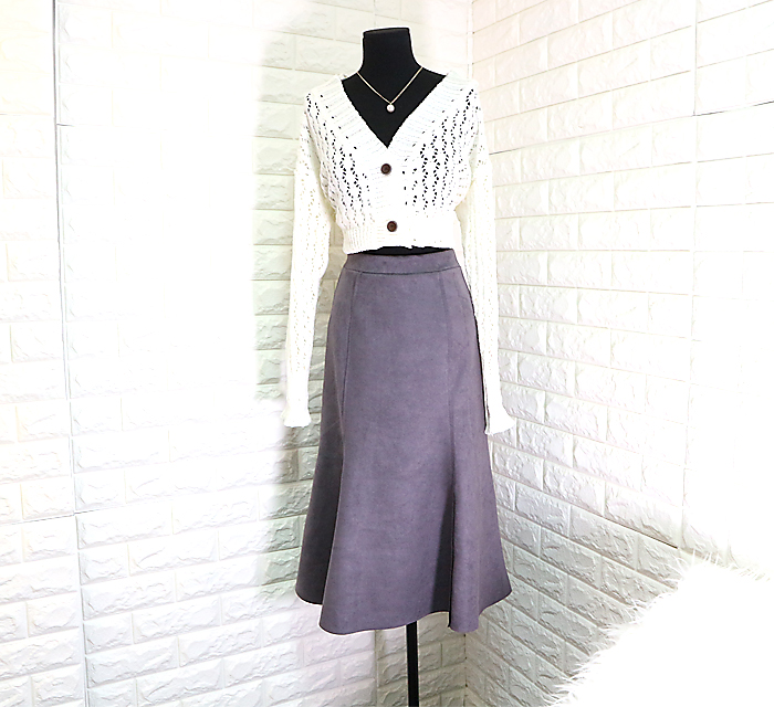 Suede Bending Muffle Skirt - 3color Coordination L