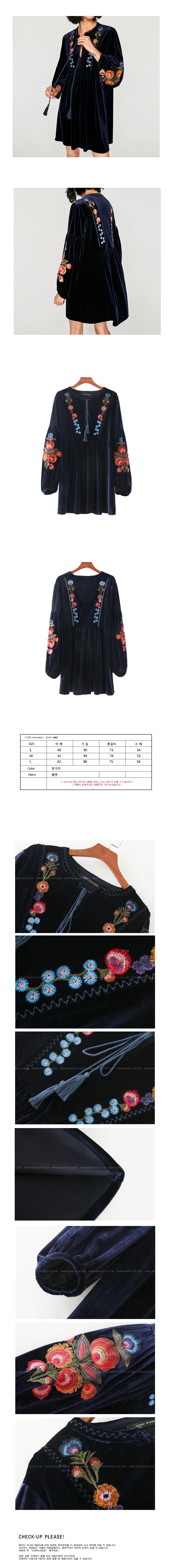 New Women Dress Embroidery Flower Rouge Pit Velvet