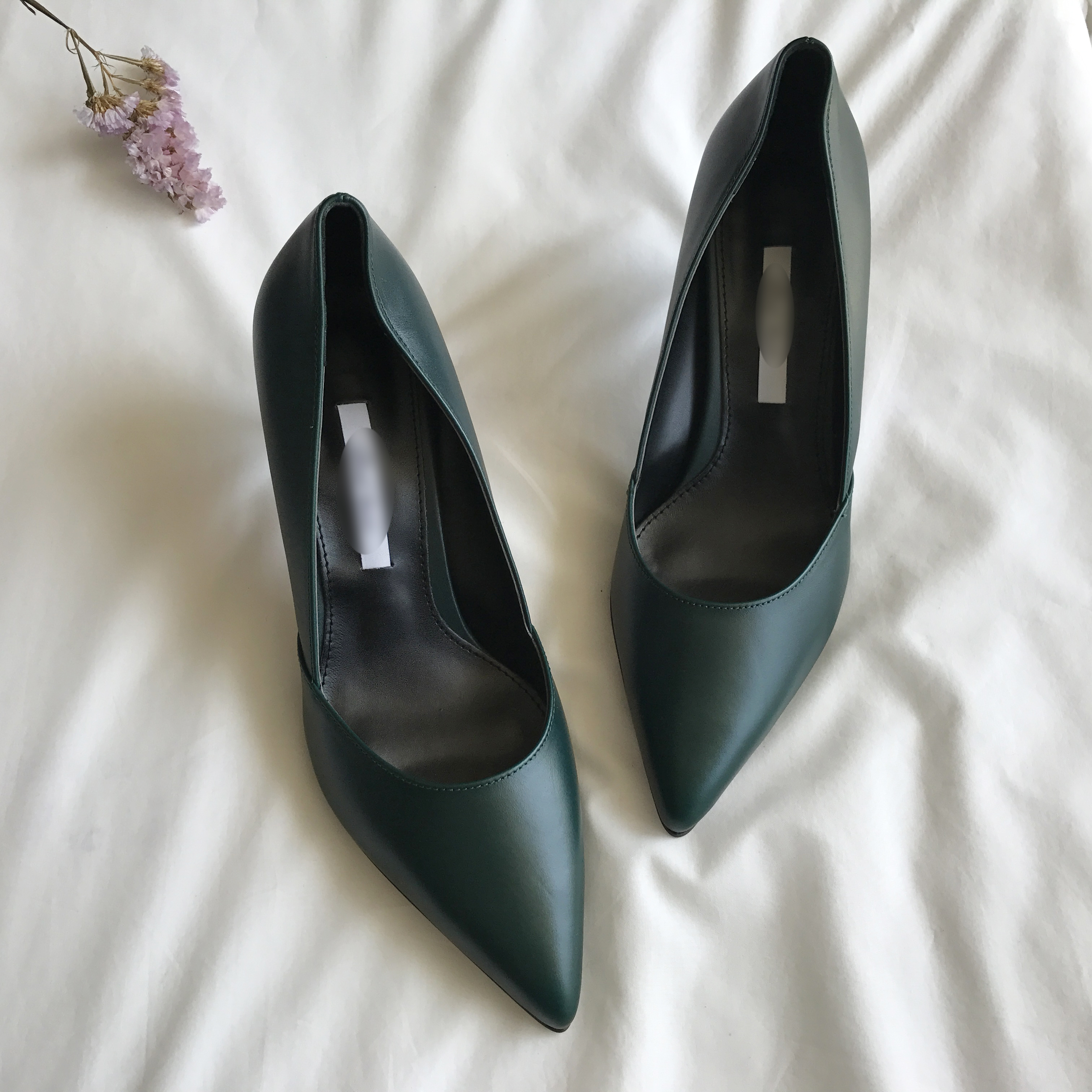 Cowhide stiletto mid heel 7cm black, beige, wine, 