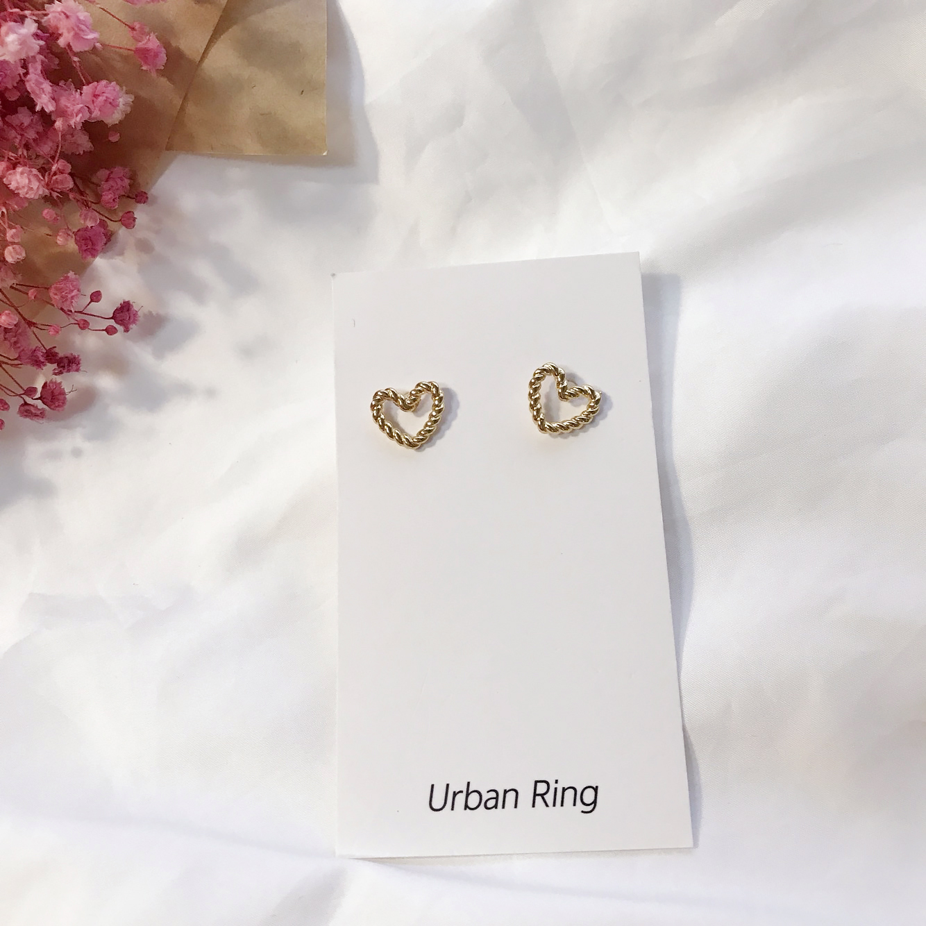 Urban Ring Handmade Daily Simple Gold Twisted Hear