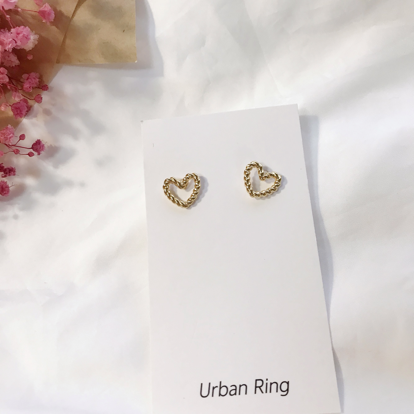 Urban Ring Handmade Daily Simple Gold Twisted Hear