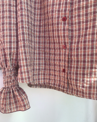 Women Blouses Wearing Delayed Autumn Red Check Blo
