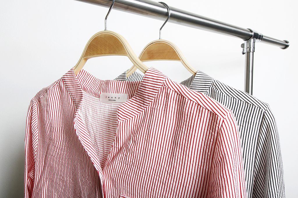 Casual Henry Neck Chinas Shirt Striped Women's 