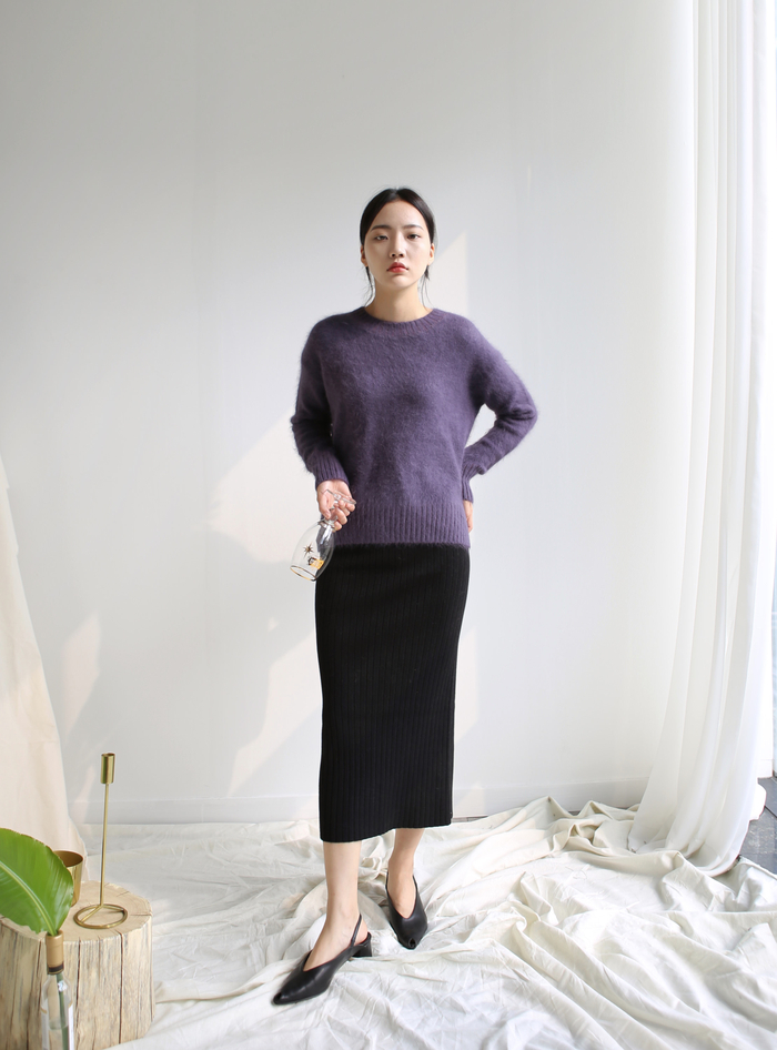 Girly Knit Slim Long Skirt Women Tight Fit Fall Ki