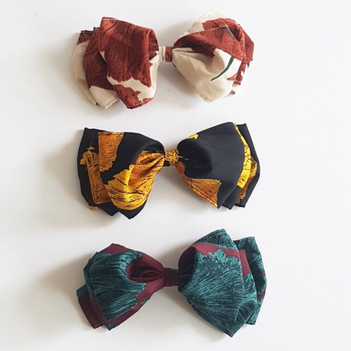 NEW HAIR CLIP HOOP Two-tone pattern ribbon hairpin