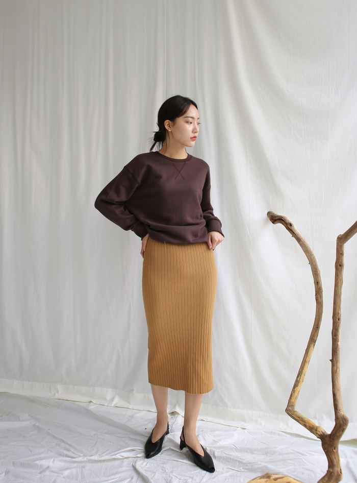 Girly Knit Slim Long Skirt Women Tight Fit Fall Ki