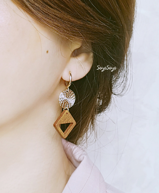 Bohemian Drop Wood Earrings _ Echinacea Tree Hippi