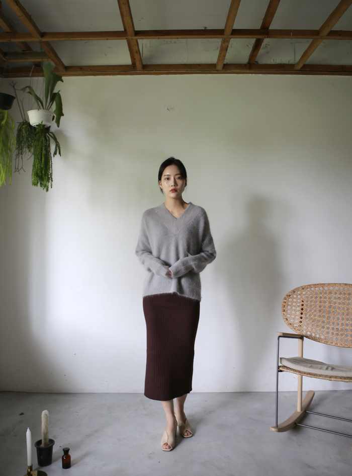 Girly Knit Slim Long Skirt Women Tight Fit Fall Ki