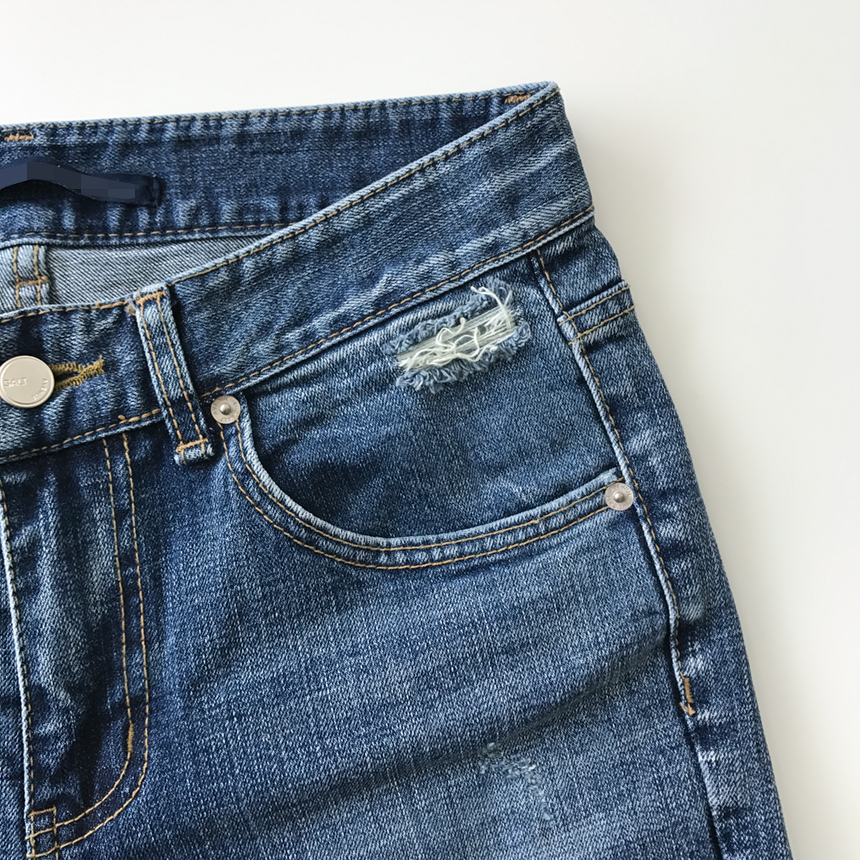 Korea Jeans Pants Damage Damper Slim Cutting Jeans