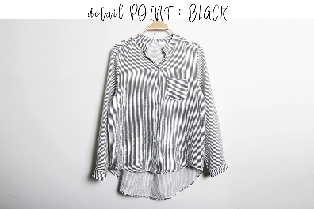 Casual Henry Neck Chinas Shirt Striped Women's 