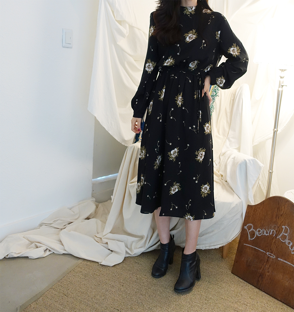 New Women Dress Black Rose Black Flower Pattern Ba