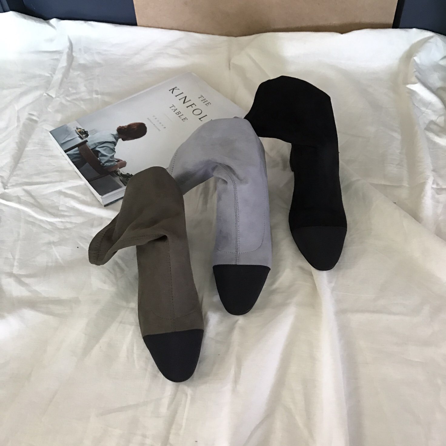 Suede color angle boots 3color span ankle heel coo