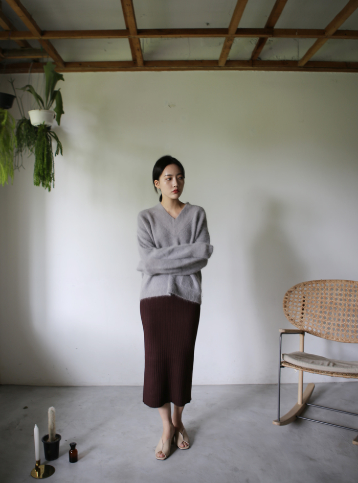 Girly Knit Slim Long Skirt Women Tight Fit Fall Ki