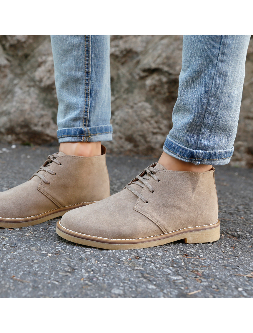 NEW MEN WALLKER BOOTS Suede Low Walker Fash Shoes 