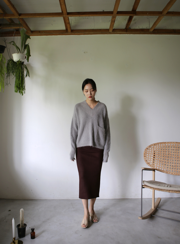 Girly Knit Slim Long Skirt Women Tight Fit Fall Ki