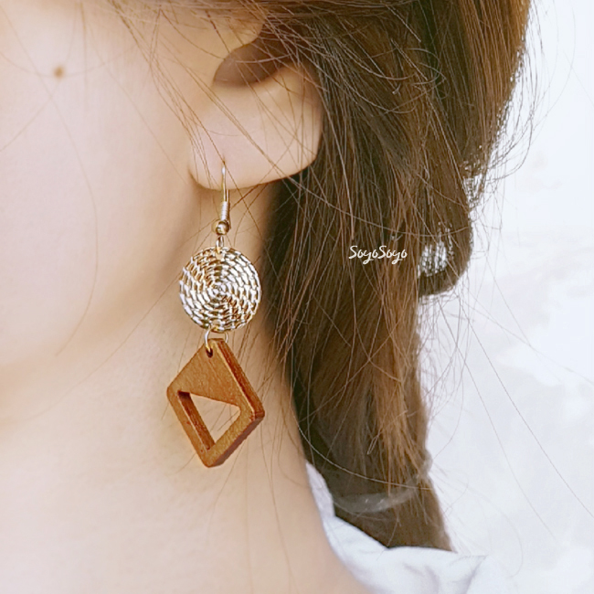 Bohemian Drop Wood Earrings _ Echinacea Tree Hippi