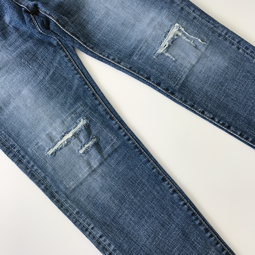 Korea Jeans Pants Damage Damper Slim Cutting Jeans