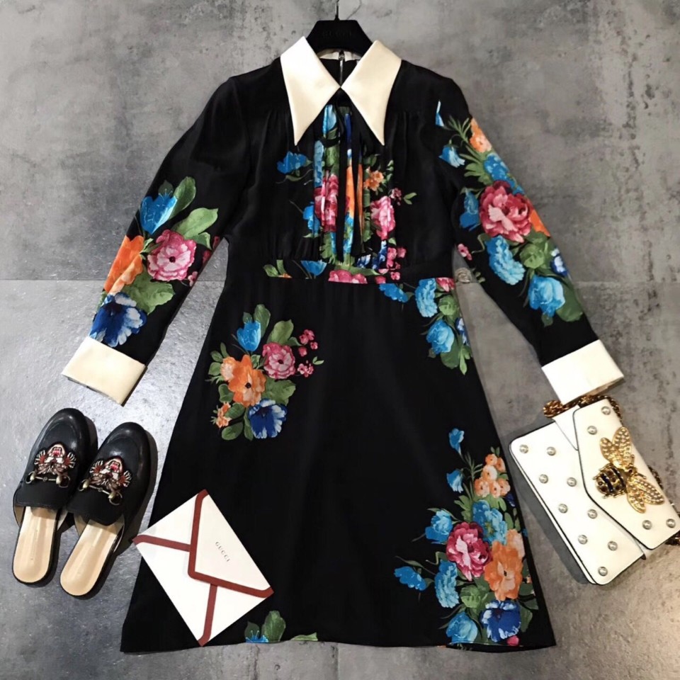 New Women Dress Bonded Autumn Flower Dress