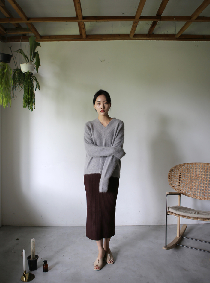 Girly Knit Slim Long Skirt Women Tight Fit Fall Ki