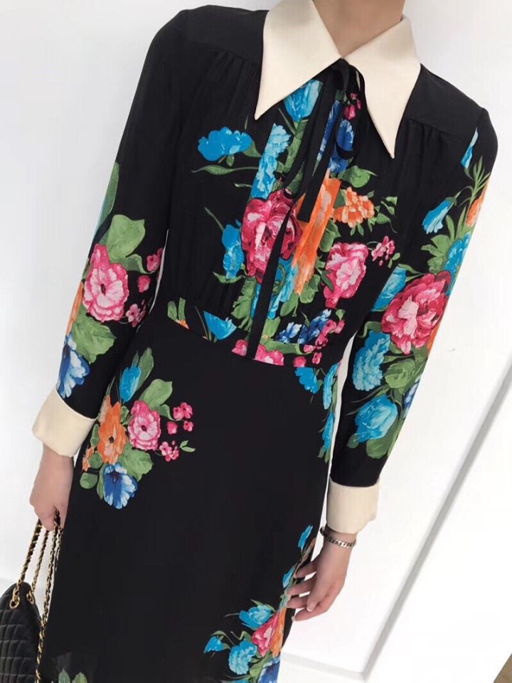 New Women Dress Bonded Autumn Flower Dress