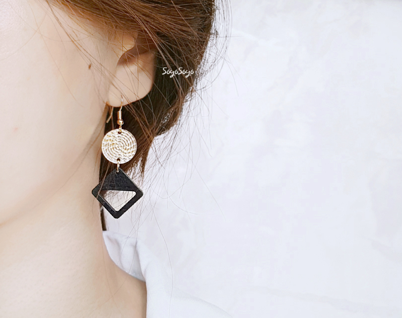 Bohemian Drop Wood Earrings _ Echinacea Tree Hippi