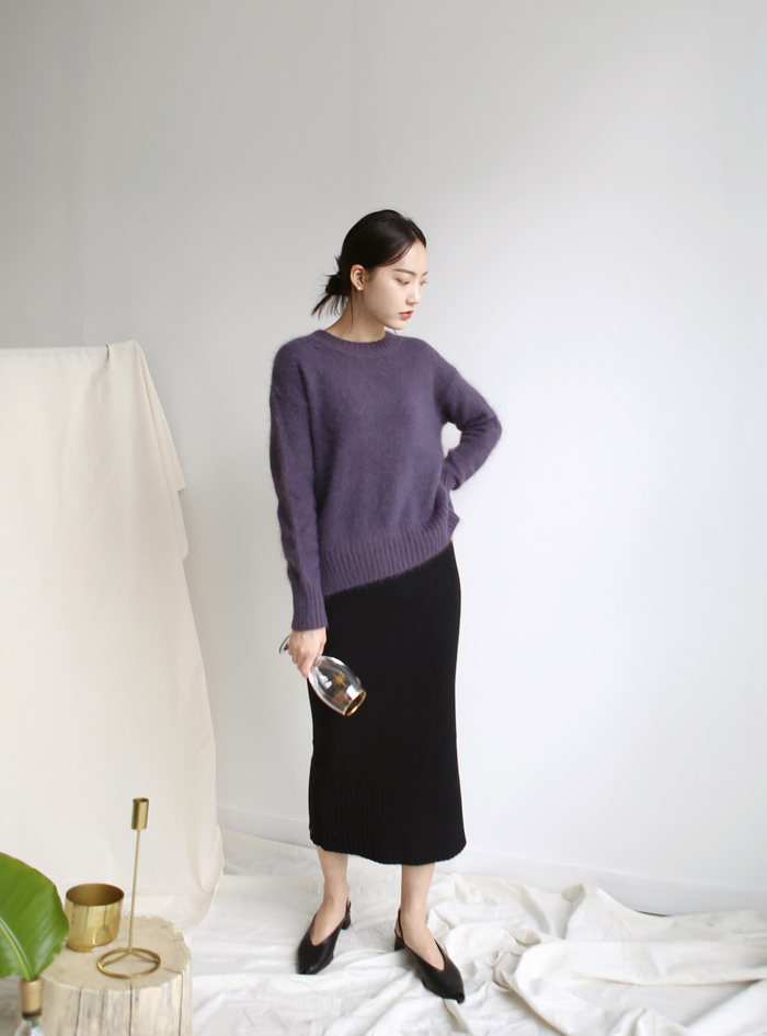 Girly Knit Slim Long Skirt Women Tight Fit Fall Ki