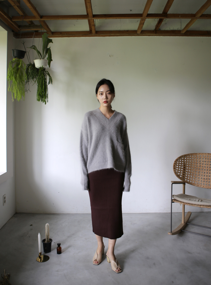 Girly Knit Slim Long Skirt Women Tight Fit Fall Ki