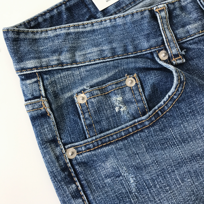 Korea Jeans Pants Damage Damper Slim Cutting Jeans