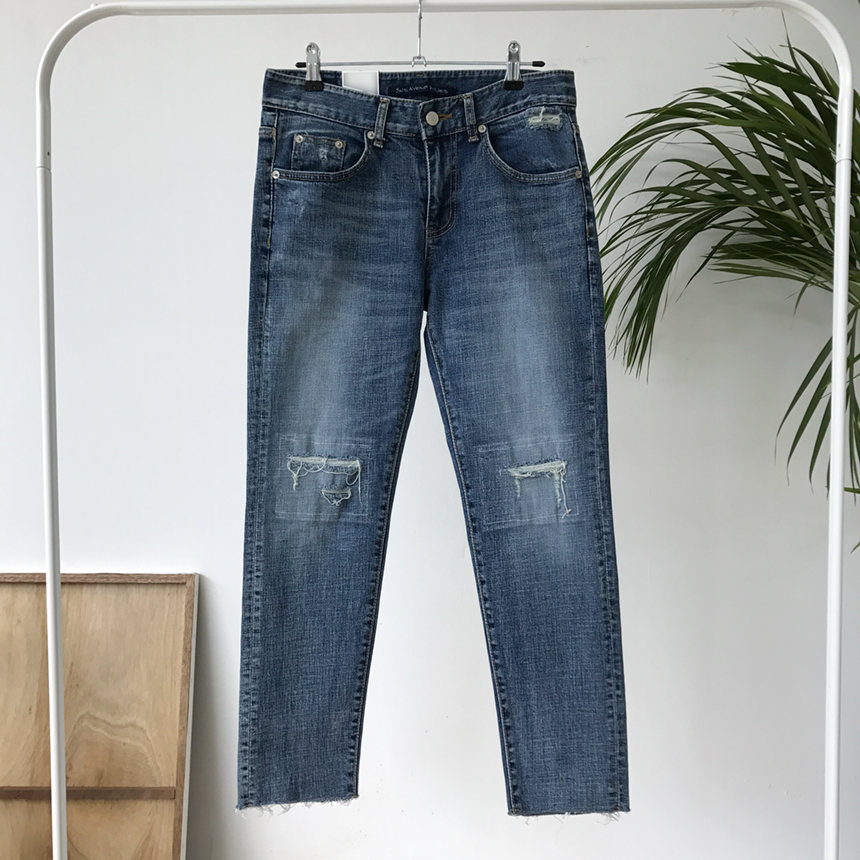 Korea Jeans Pants Damage Damper Slim Cutting Jeans