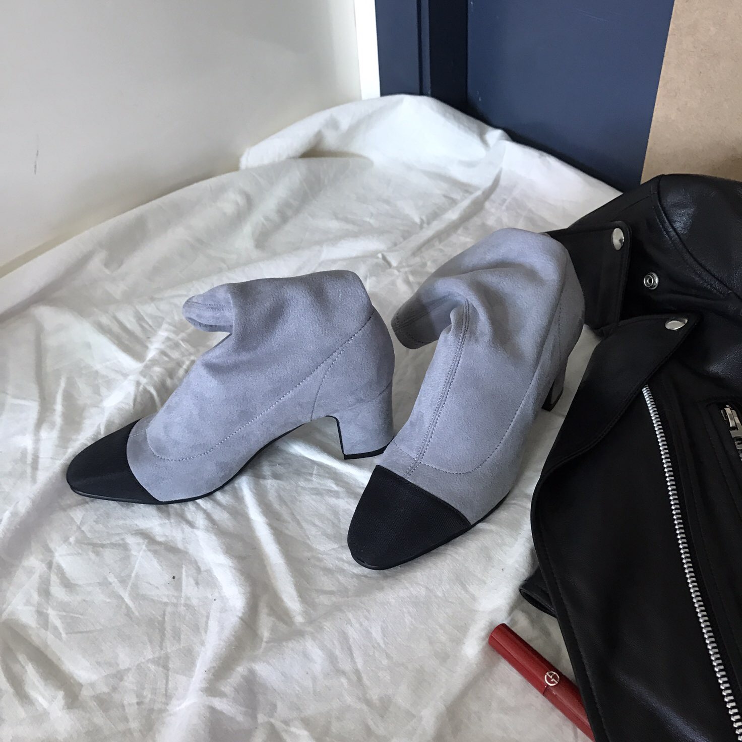 Suede color angle boots 3color span ankle heel coo