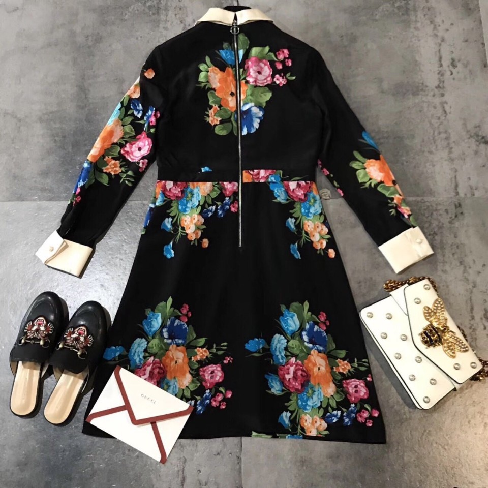 New Women Dress Bonded Autumn Flower Dress