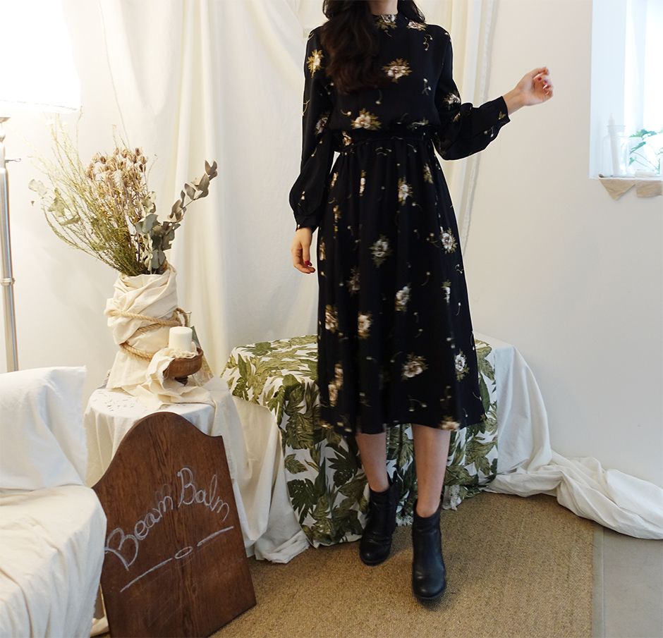 New Women Dress Black Rose Black Flower Pattern Ba