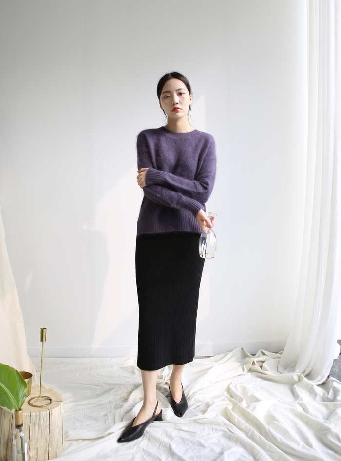 Girly Knit Slim Long Skirt Women Tight Fit Fall Ki