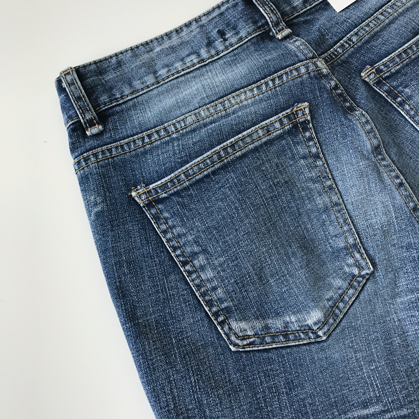 Korea Jeans Pants Damage Damper Slim Cutting Jeans