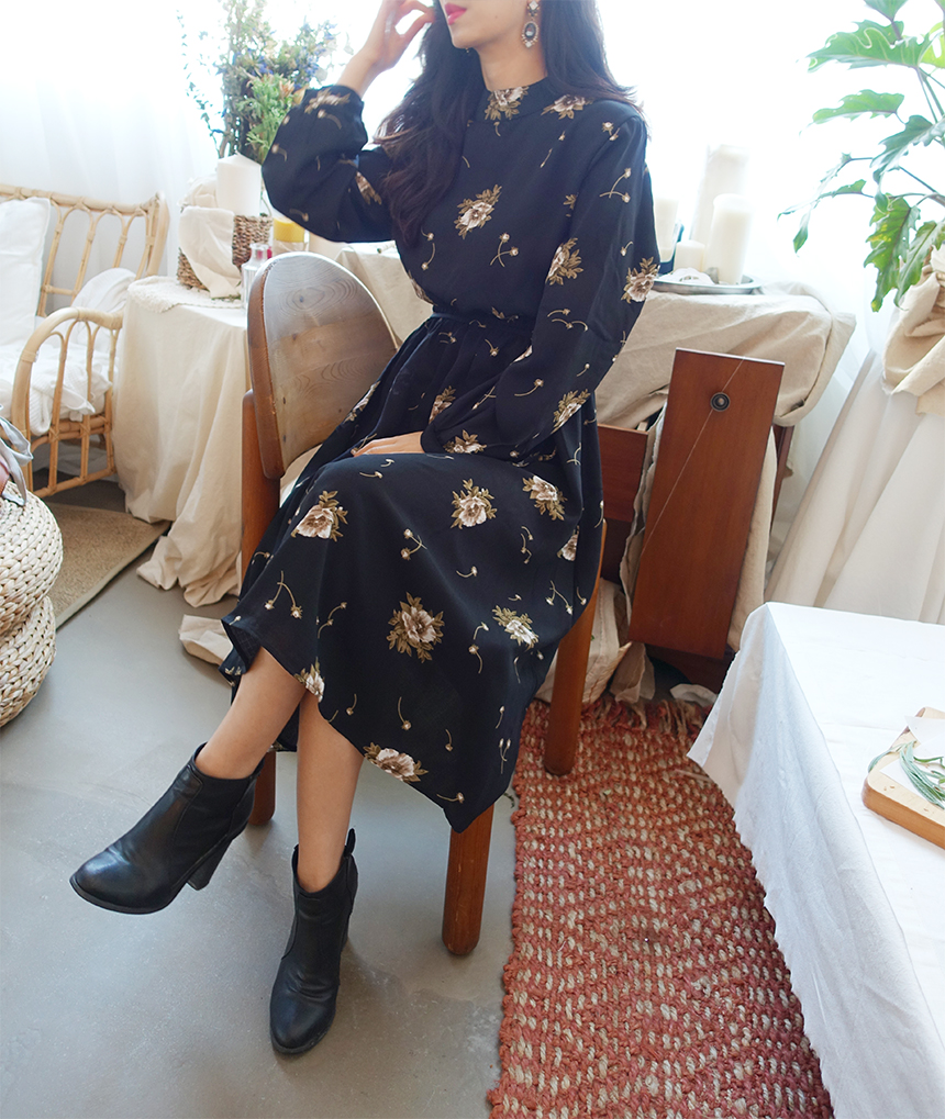 New Women Dress Black Rose Black Flower Pattern Ba