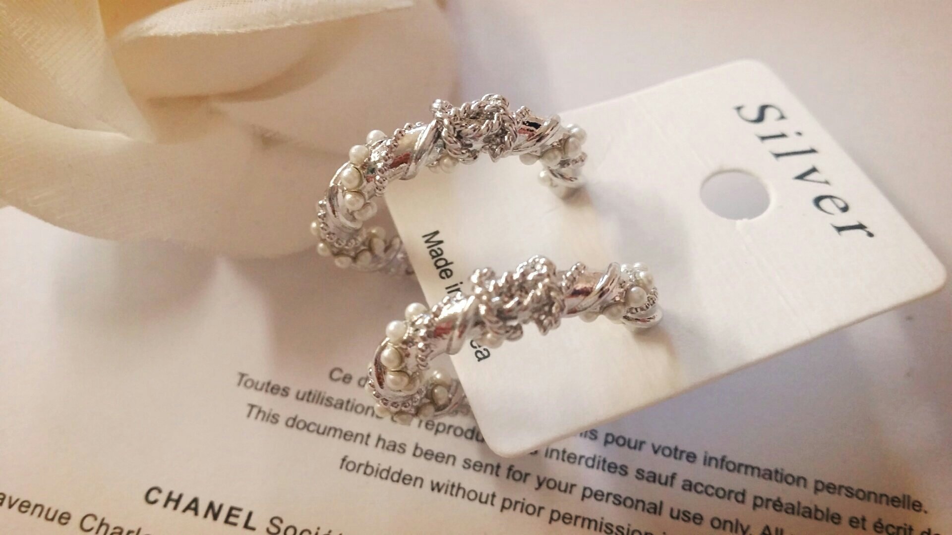 C. Imported Sasha Silver Earrings Coco Ring Luxury