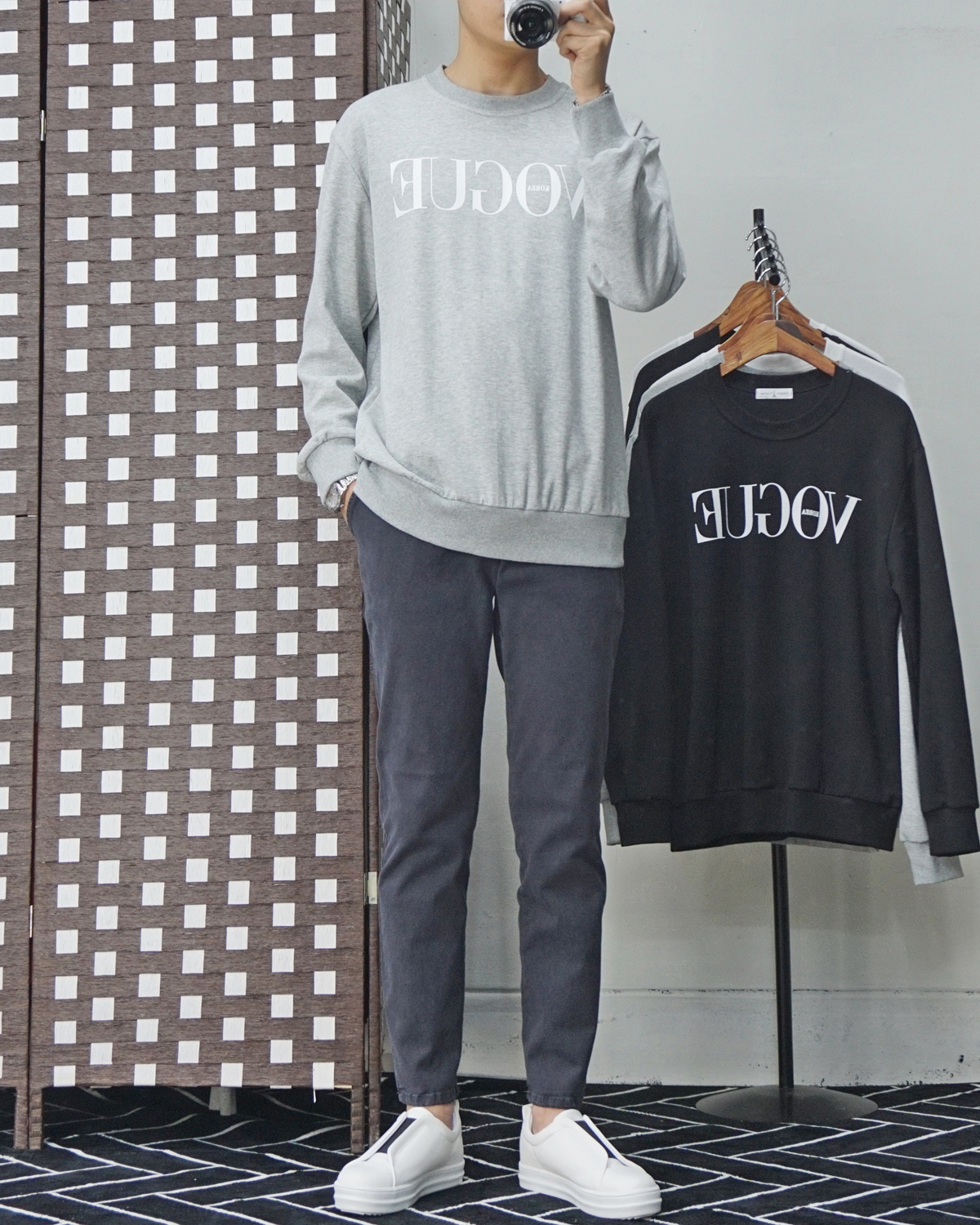 Men Height Shoes Bending Keyboard Slip-on 2 Color 