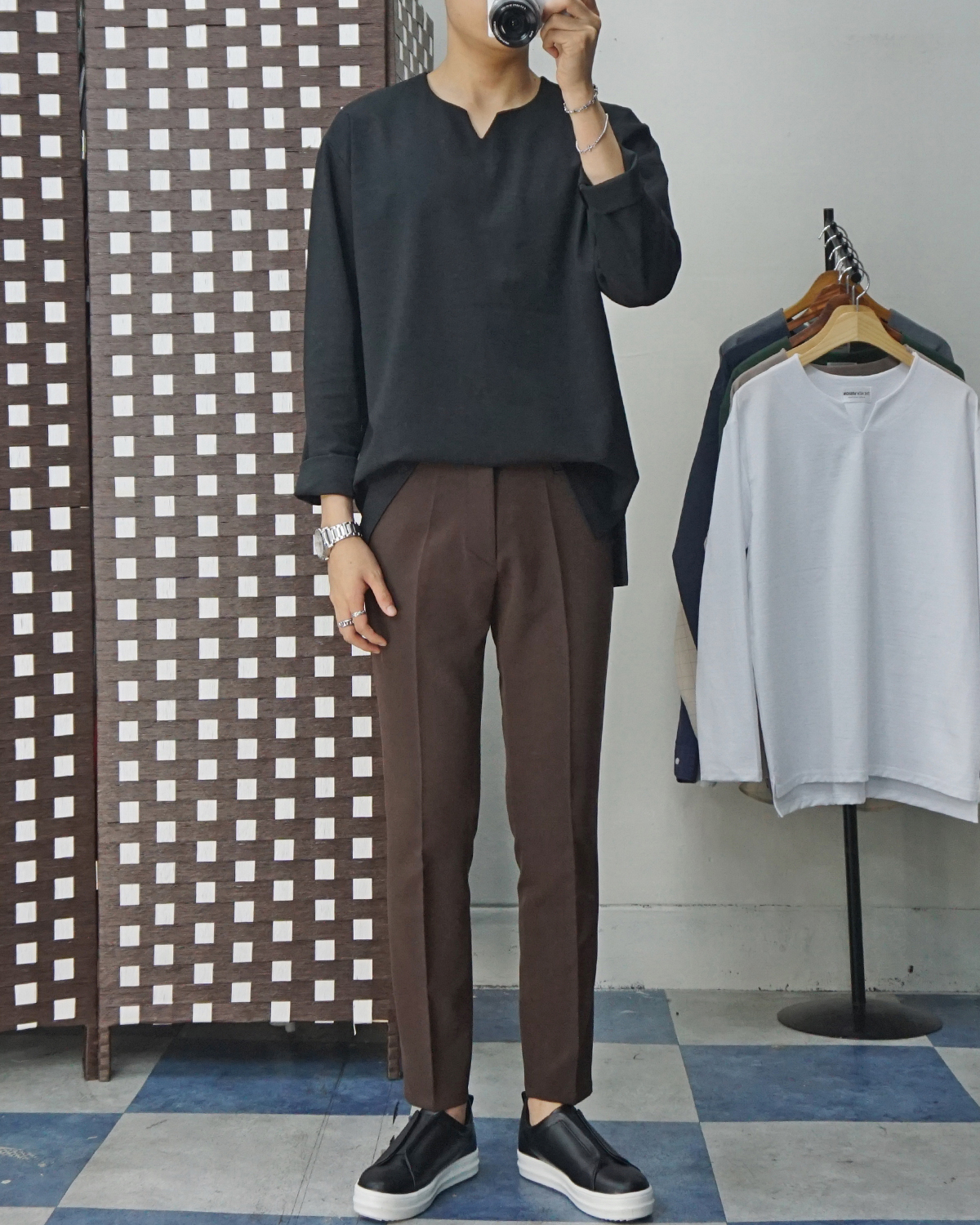 Men Height Shoes Bending Keyboard Slip-on 2 Color 