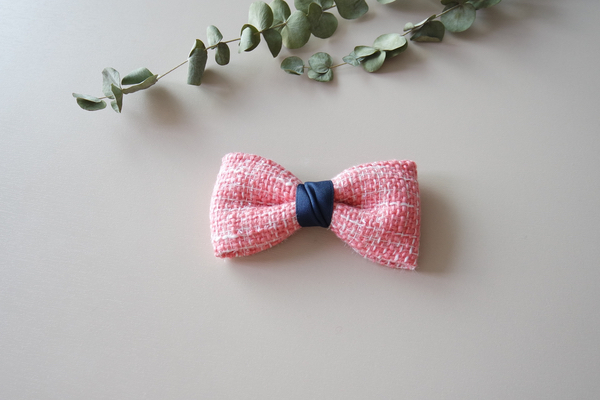 NEW HAIR CLIP HOOP Ribbon Village Pink Tweed Luxur