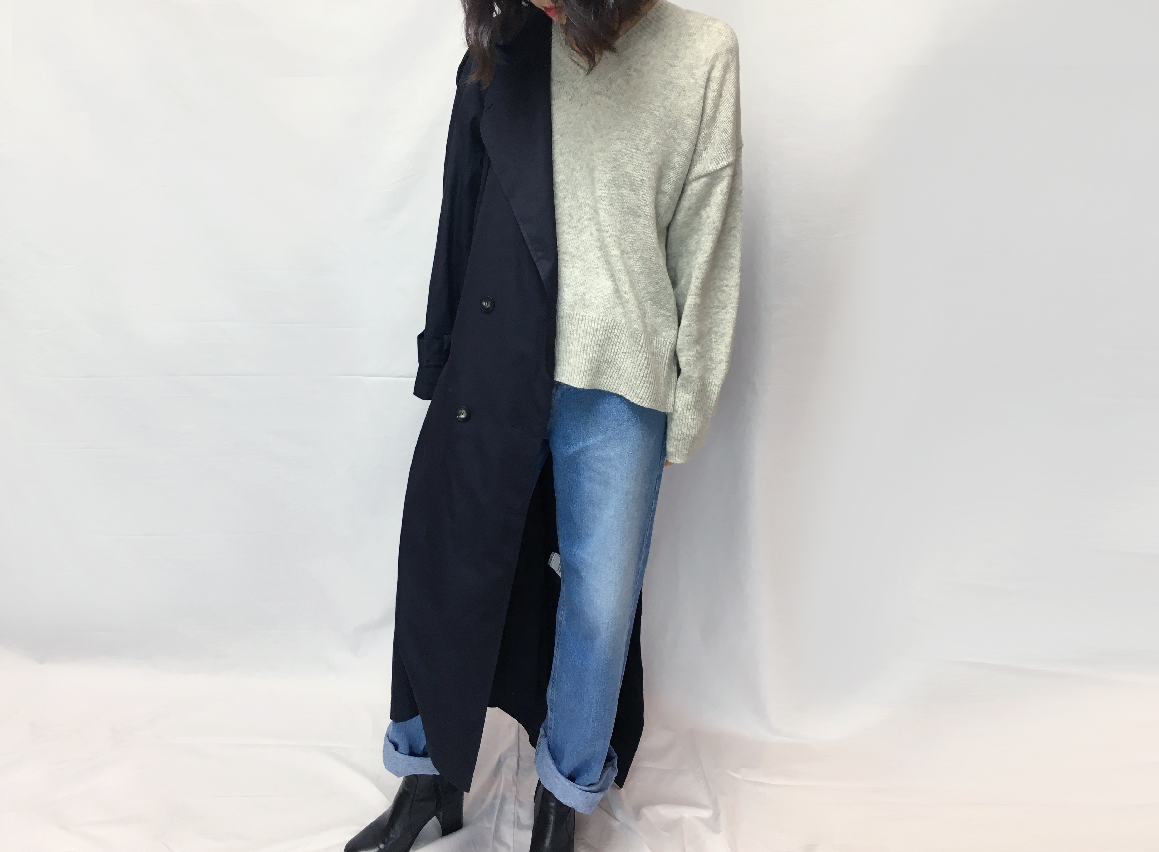 Women Jeans Pants Retro Roll-Up Wide Denim Pants M