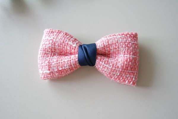 NEW HAIR CLIP HOOP Ribbon Village Pink Tweed Luxur