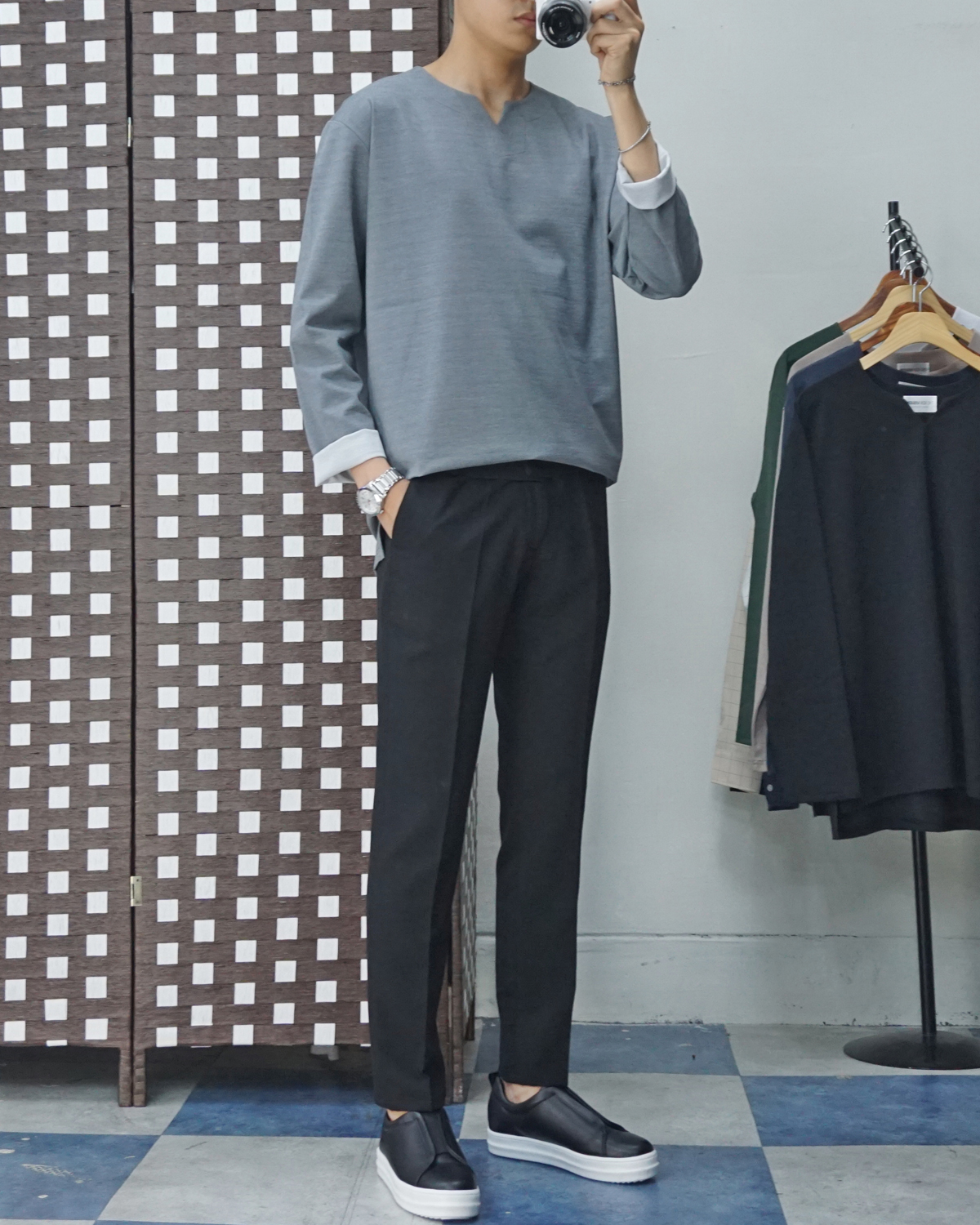 Men Height Shoes Bending Keyboard Slip-on 2 Color 