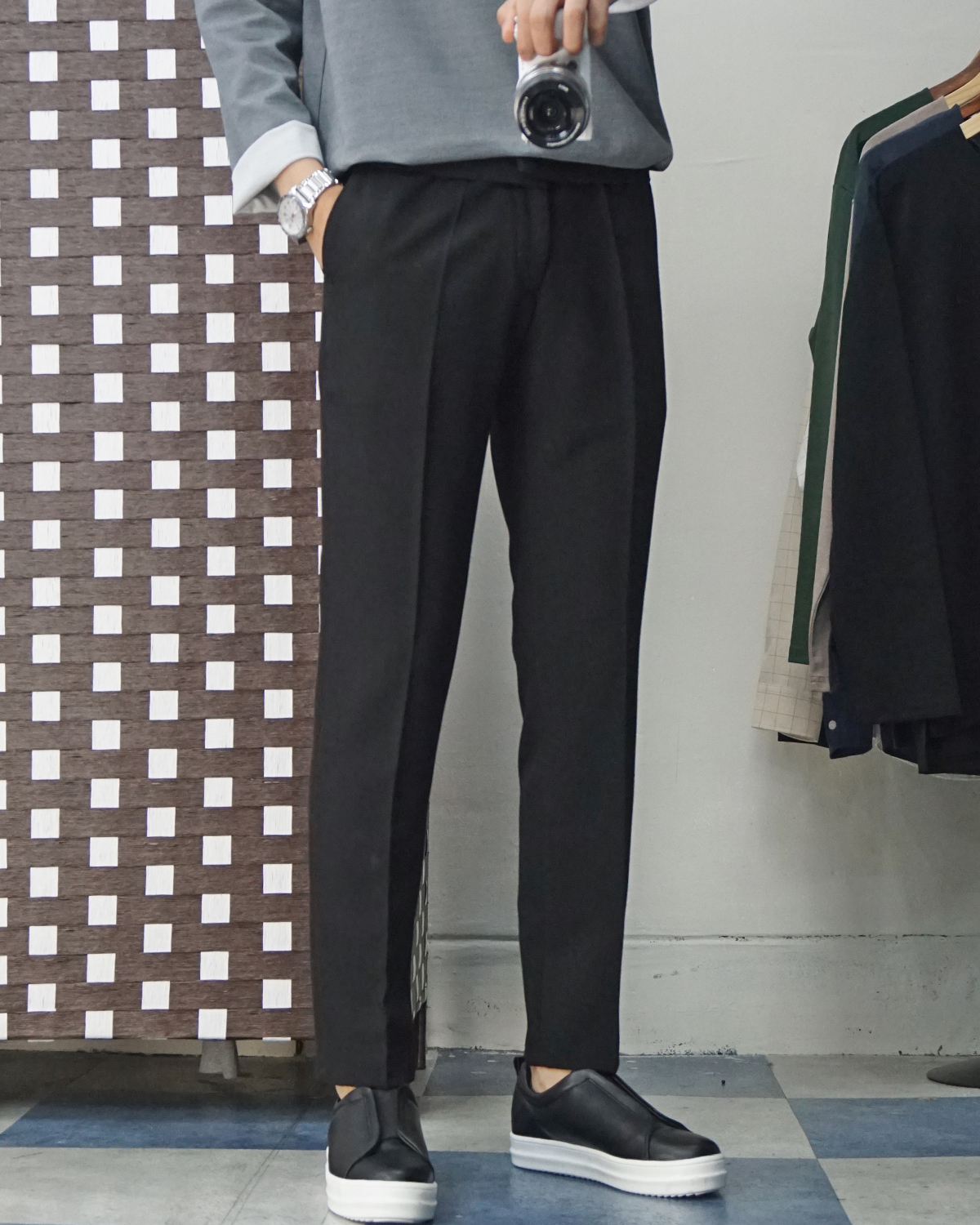 Men Height Shoes Bending Keyboard Slip-on 2 Color 