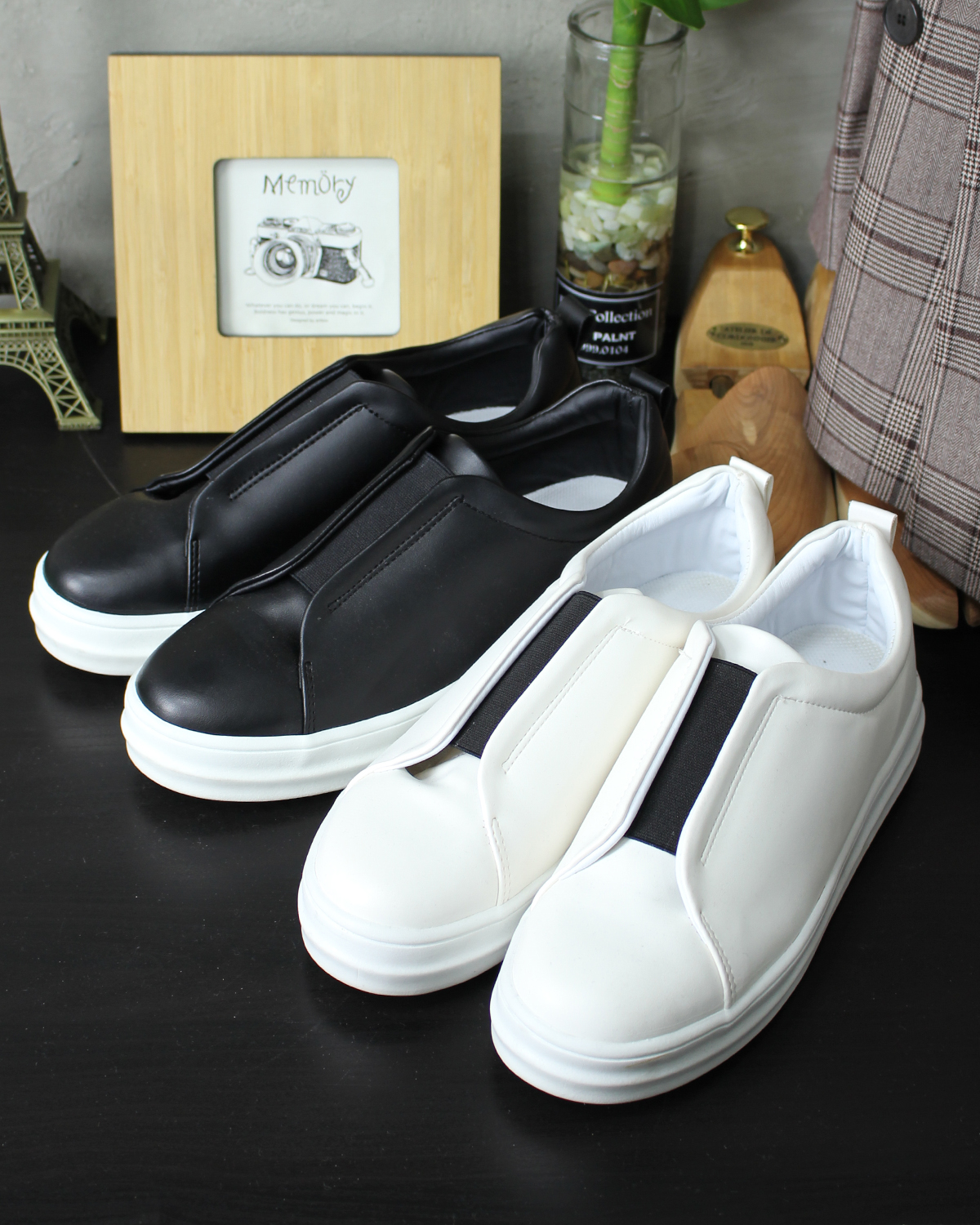 Men Height Shoes Bending Keyboard Slip-on 2 Color 