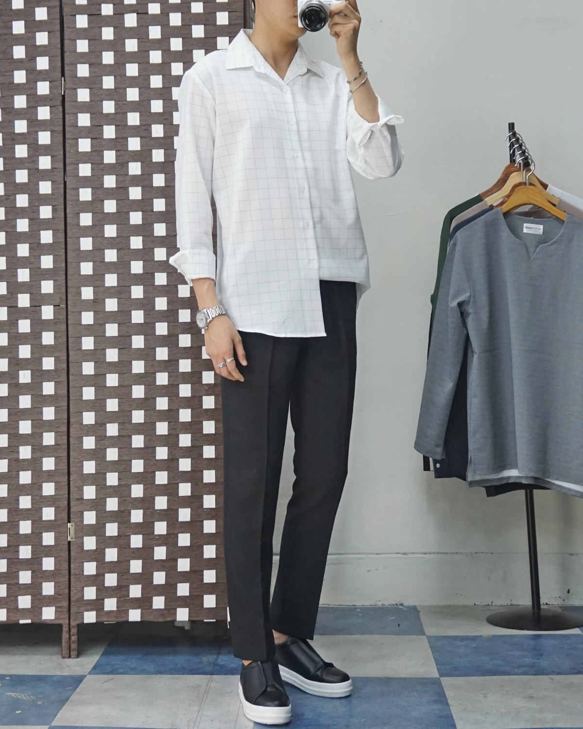 Men Height Shoes Bending Keyboard Slip-on 2 Color 