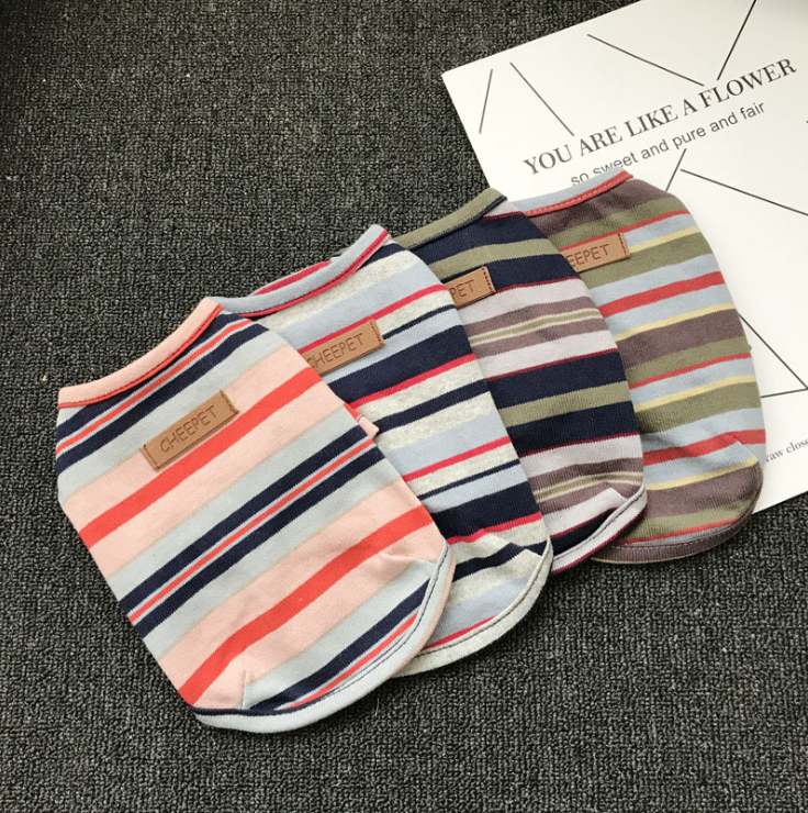 NEW DOG FASHION Puppy Clothes Candy Striped T-Shir