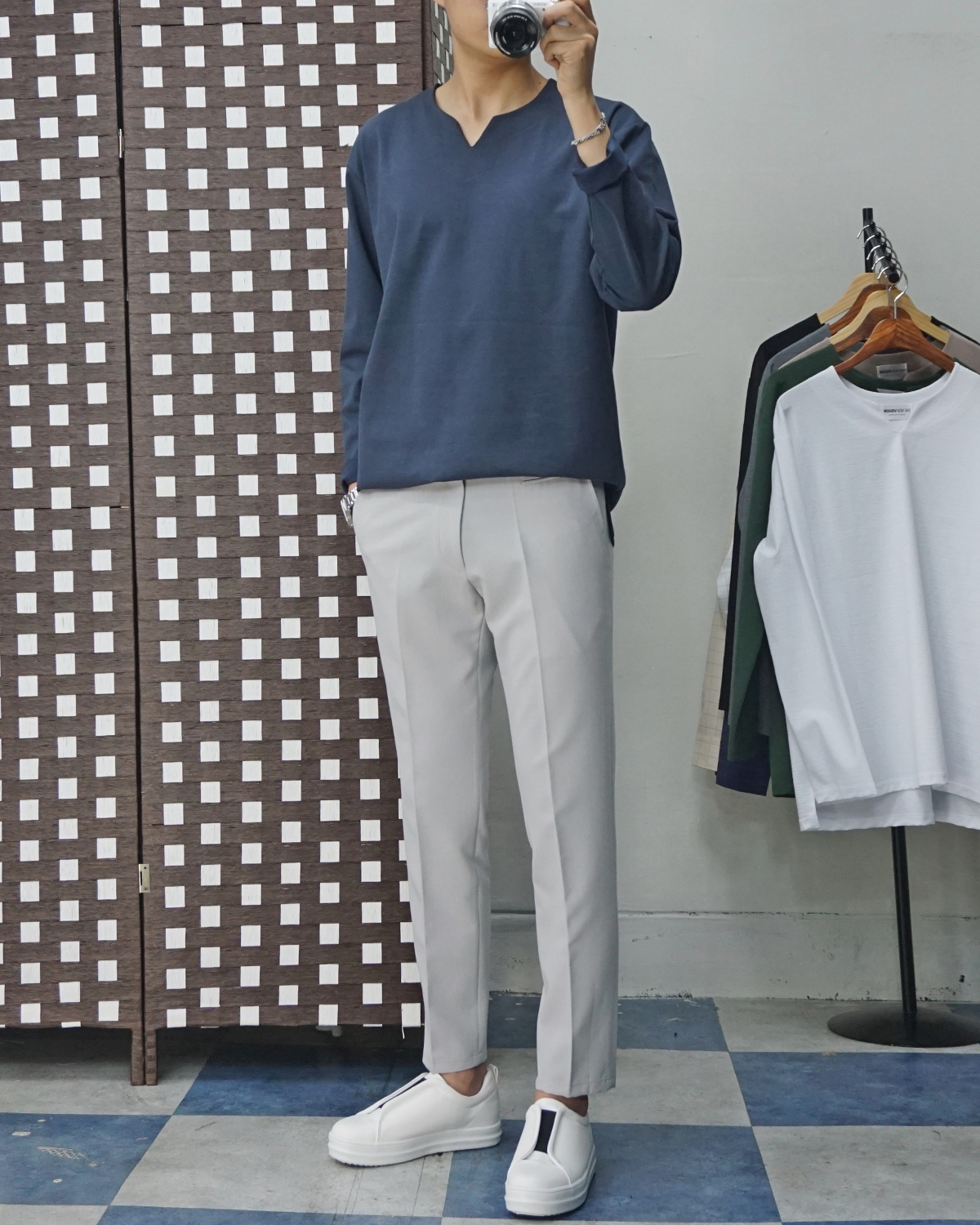 Men Height Shoes Bending Keyboard Slip-on 2 Color 