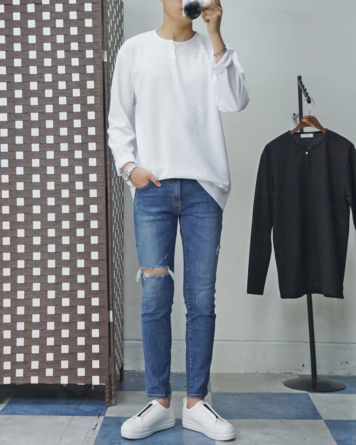 Men Height Shoes Bending Keyboard Slip-on 2 Color 