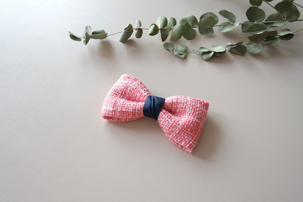 NEW HAIR CLIP HOOP Ribbon Village Pink Tweed Luxur