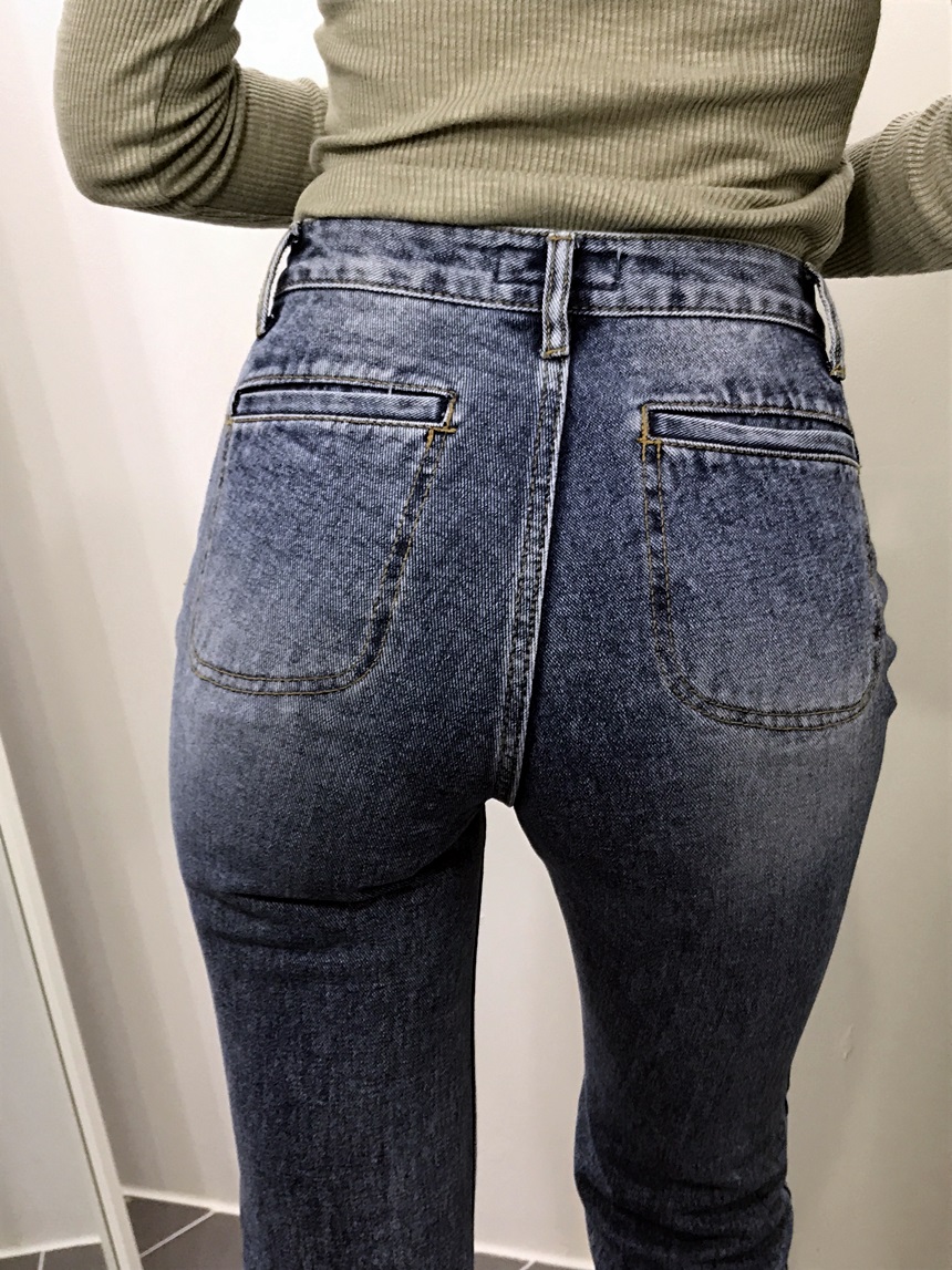 Women Jeans Pants High Waist Pocket Boots Cut Pant